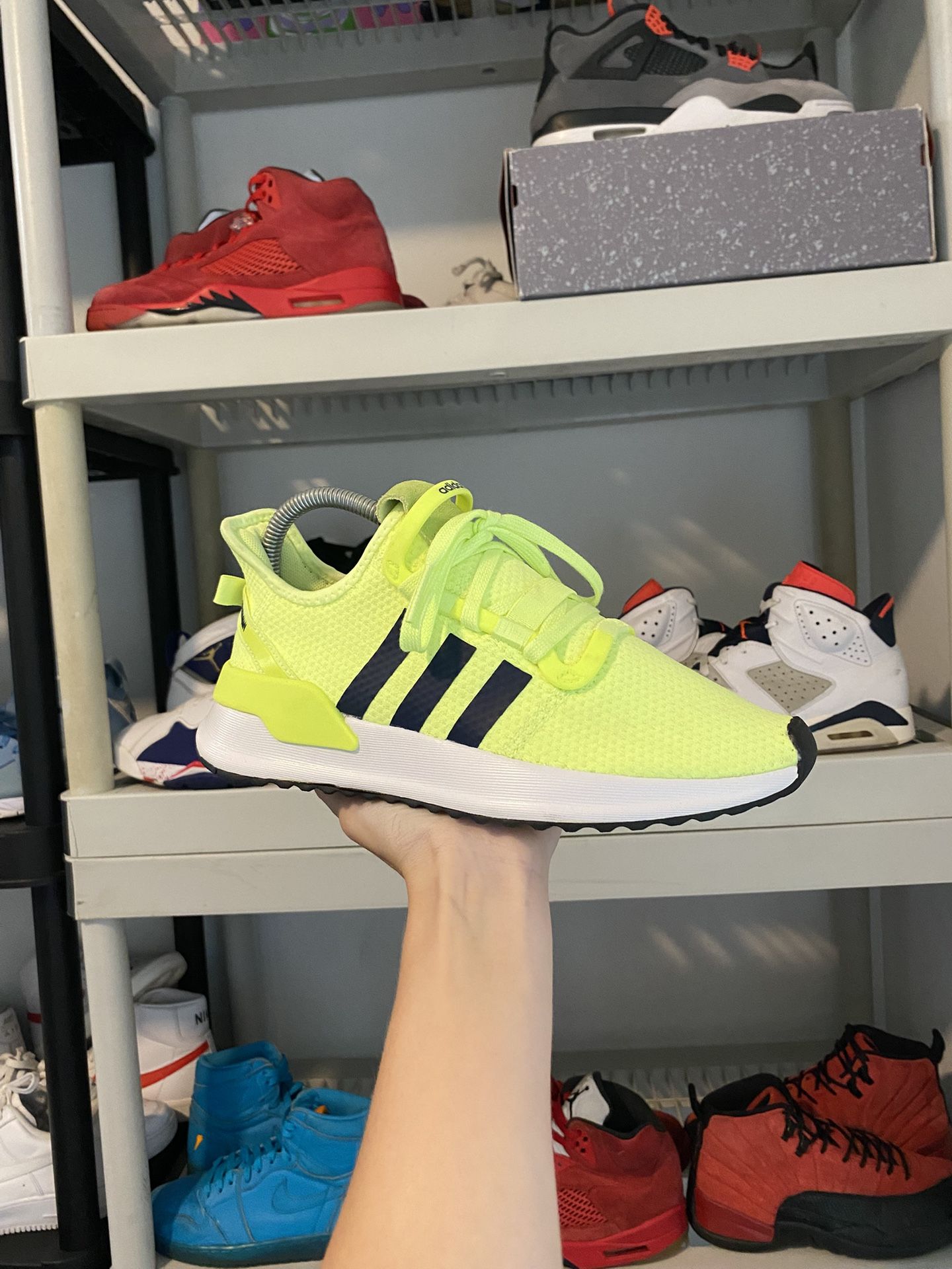 Adidas U Path Hi Res, Neon Yellow/Black Running Sneakers #G27643 - 6 Men’s