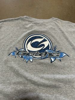 Y2K Gotcha Surf T-shirt with blue & white floral elements