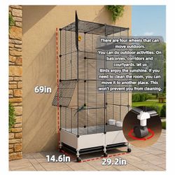 69” Large Rolling Bird Cage