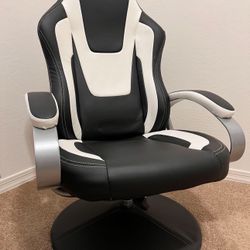 BLACK/ WHITE FAUX LEATHER RECLINING OFFICE CHAIR