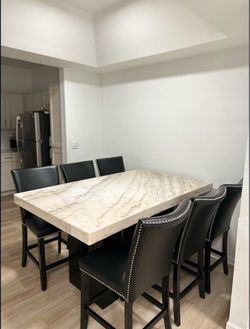 Marble Top Dining Table with 6 Chairs