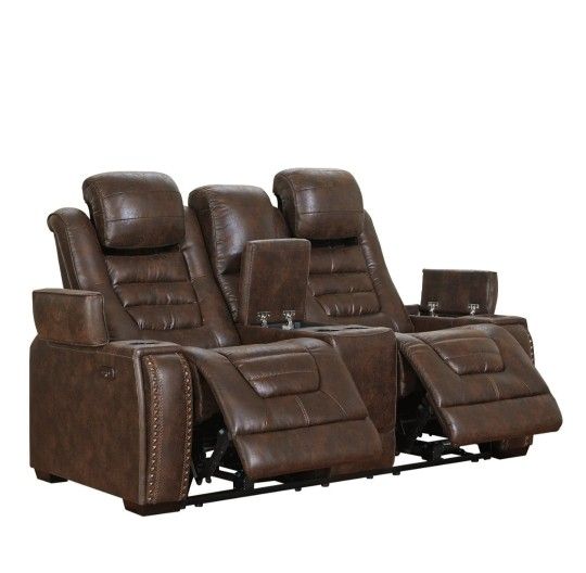 Game Zone Bark Power Reclining Loveseat with Console