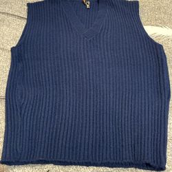 Vintage JC Penney Towncraft Men’s XL Navy Blue Ribbed Sweater Vest