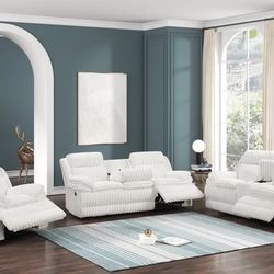Heaven - White 3pc Reclining Set **New Arrival**