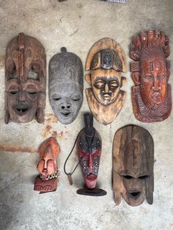 African masks hand crafted  wood kenya Ghana
