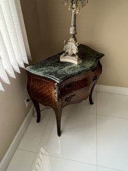 Antique-Style Side Table with Marble Top