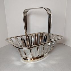 BREAD BASKET sterling silver bread or fruit basket with hinged handle