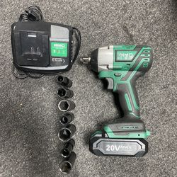 KIMO 20V Cordless Impact Wrench 1/2-Inch, 2000 lbs Impact Wrench with Charger and 2.0Ah Li-Ion Battery, 7 Sockets, Variable Speed, Co