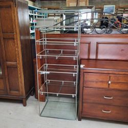 Very Unique Glass And Chrome Display Open Shelving Cabinet Unit