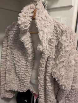 Women's Beige Furry Jacket Size Large