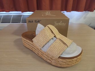 Zodiac Woven Wedge Slide Sandals Strap Accent Beige Women's US 10 M