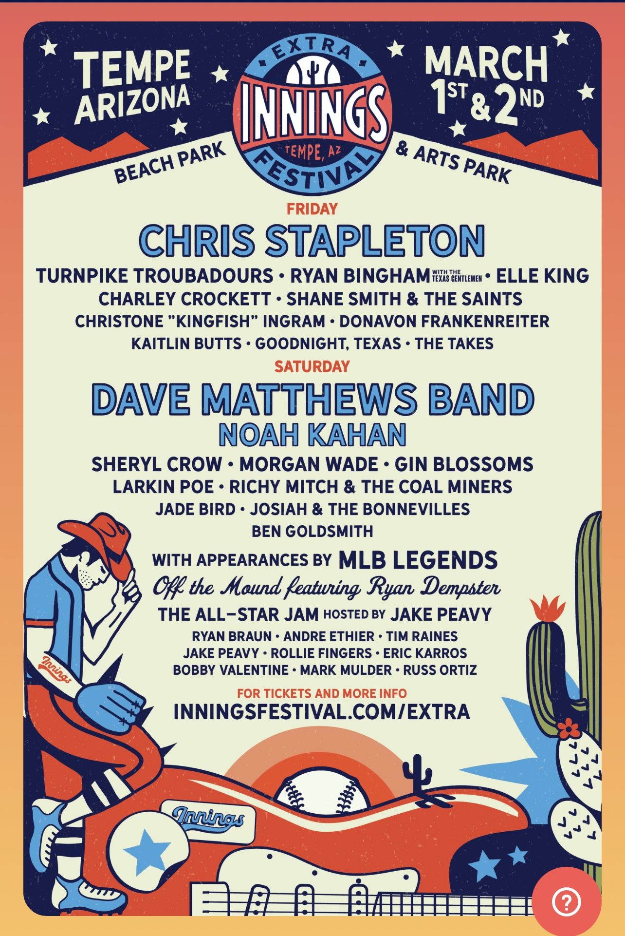(2) GA+ Extra Innings Festival Tickets Saturday $350 Each