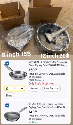 Nonstick Frying Pan, Stainless Steel Pan Non Stick Skillet, PFOA Free Cookware, Non Toxic Chef's Pan, Compatible with Electric, Gas and Induction, No 