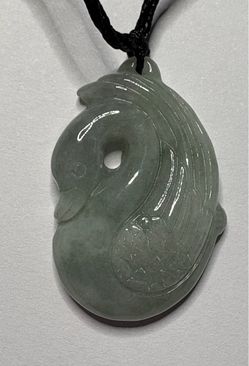 Type A Jadei Jade SWAN  PENDANT Adjustable Cord NECKLACE 8044”