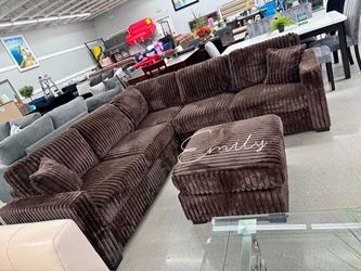 Stylish! 4-Pc Brown FurLike Jumbo Corduroy Sectional Sofa Set