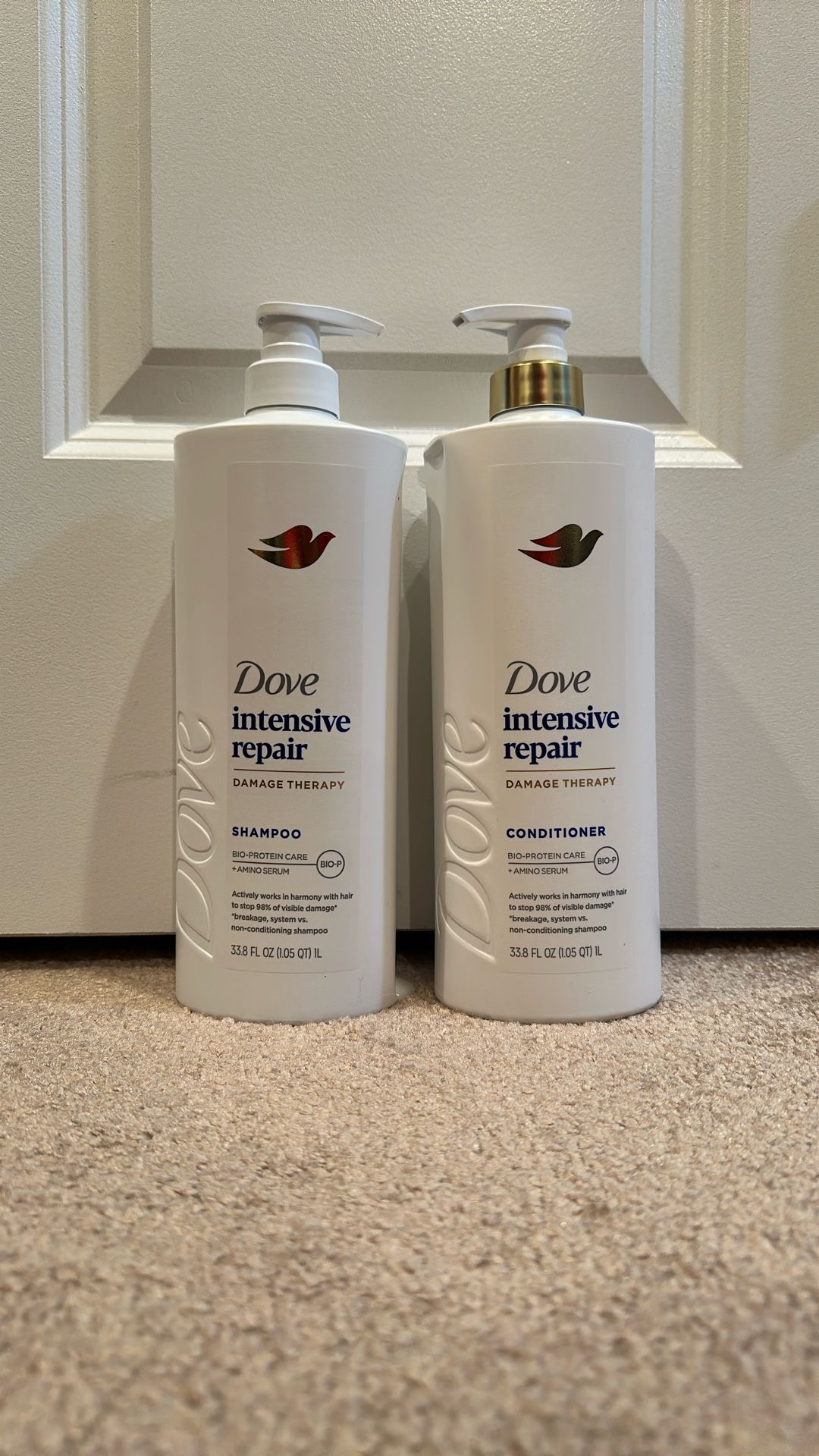 Large 33.8 oz Dove shampoo & conditioner: 2 for $13