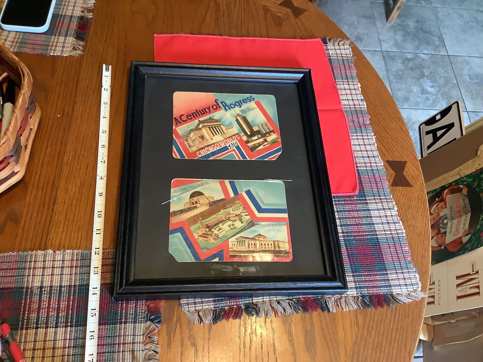 A Century of Progress Chicago Worlds Fair 2 cards 1933 professionally framed
