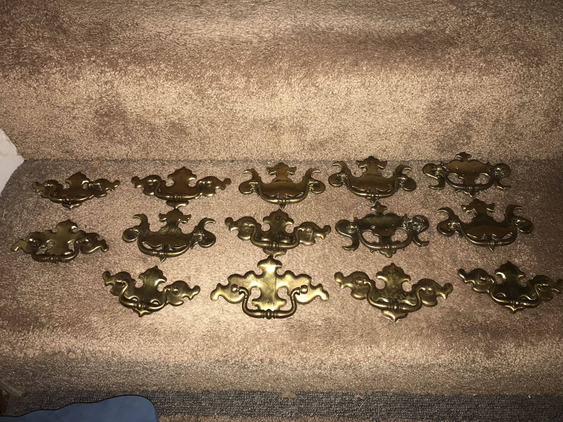 Lot of antique brass furniture pulls
