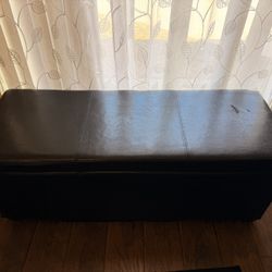Pleather Storage Bench In Black 