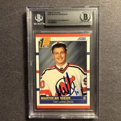 1990 Score Martin Brodeur Rookie Card signed. BAS Authenticated Autograph 