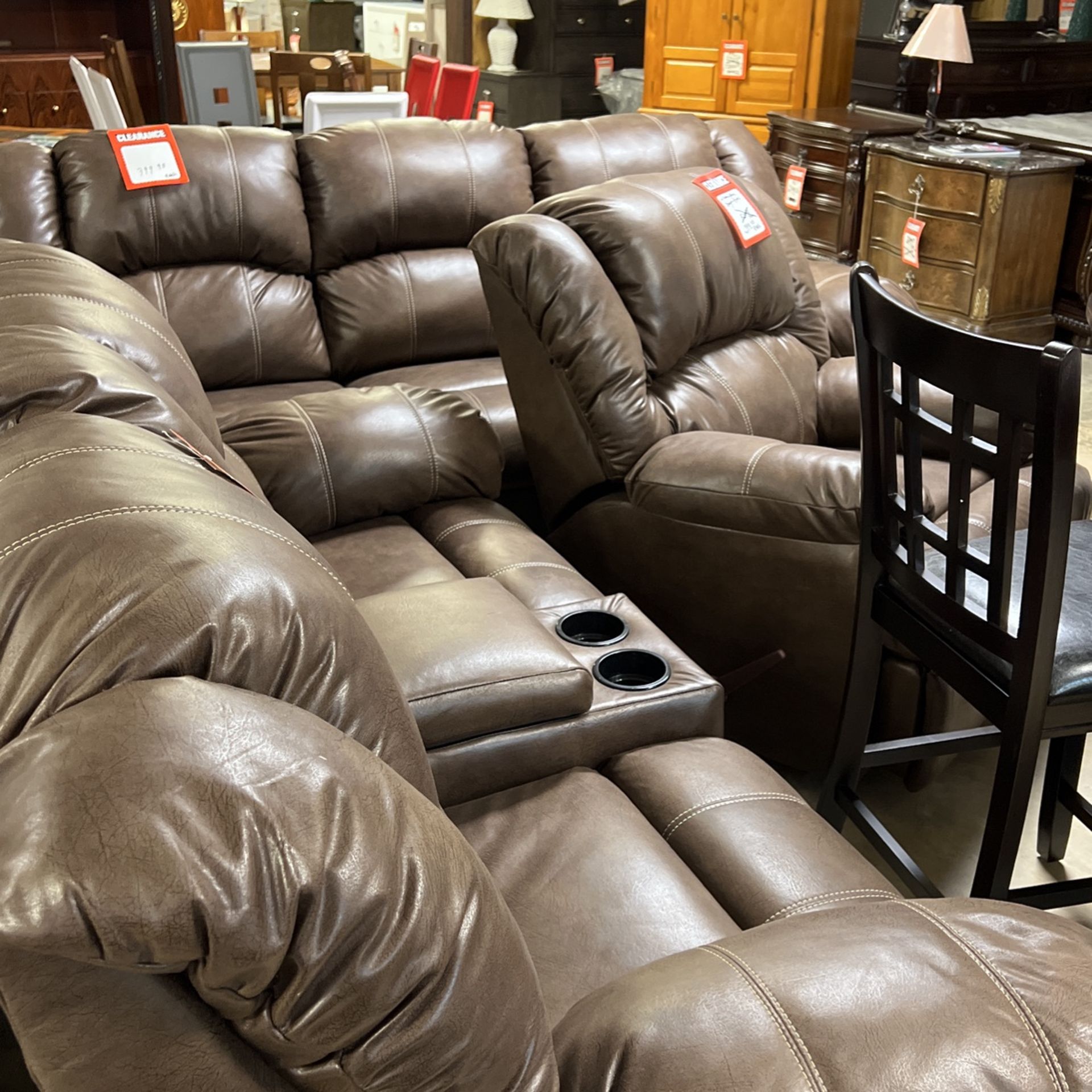 Reclining Couch, 799, reclining loveseat 799, reclining chair, 399 rocks and reclines all brand new grabbing go