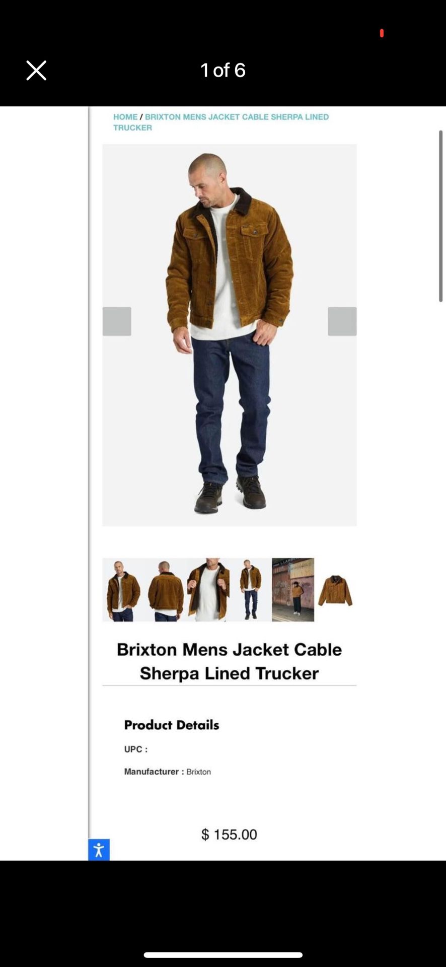 Brixton Corduroy Sherpa Lined Jacket