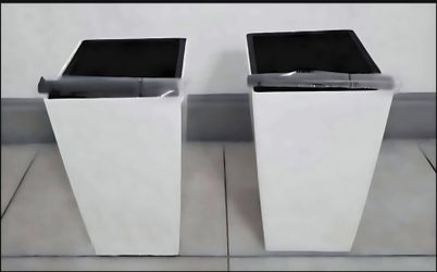 PAIR of 16" White / Black Planters with Irrigation ($40 EACH PAIR) @ Lasting  Creations