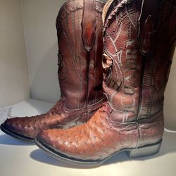 Cuadra Men's Western Boot in Genuine Ostrich Leather Brown