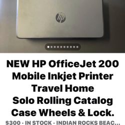 NEW HP OfficeJet 200 Mobile Inkjet Printer Travel Home Solo Rolling Catalog Case Wheels & Lock. 