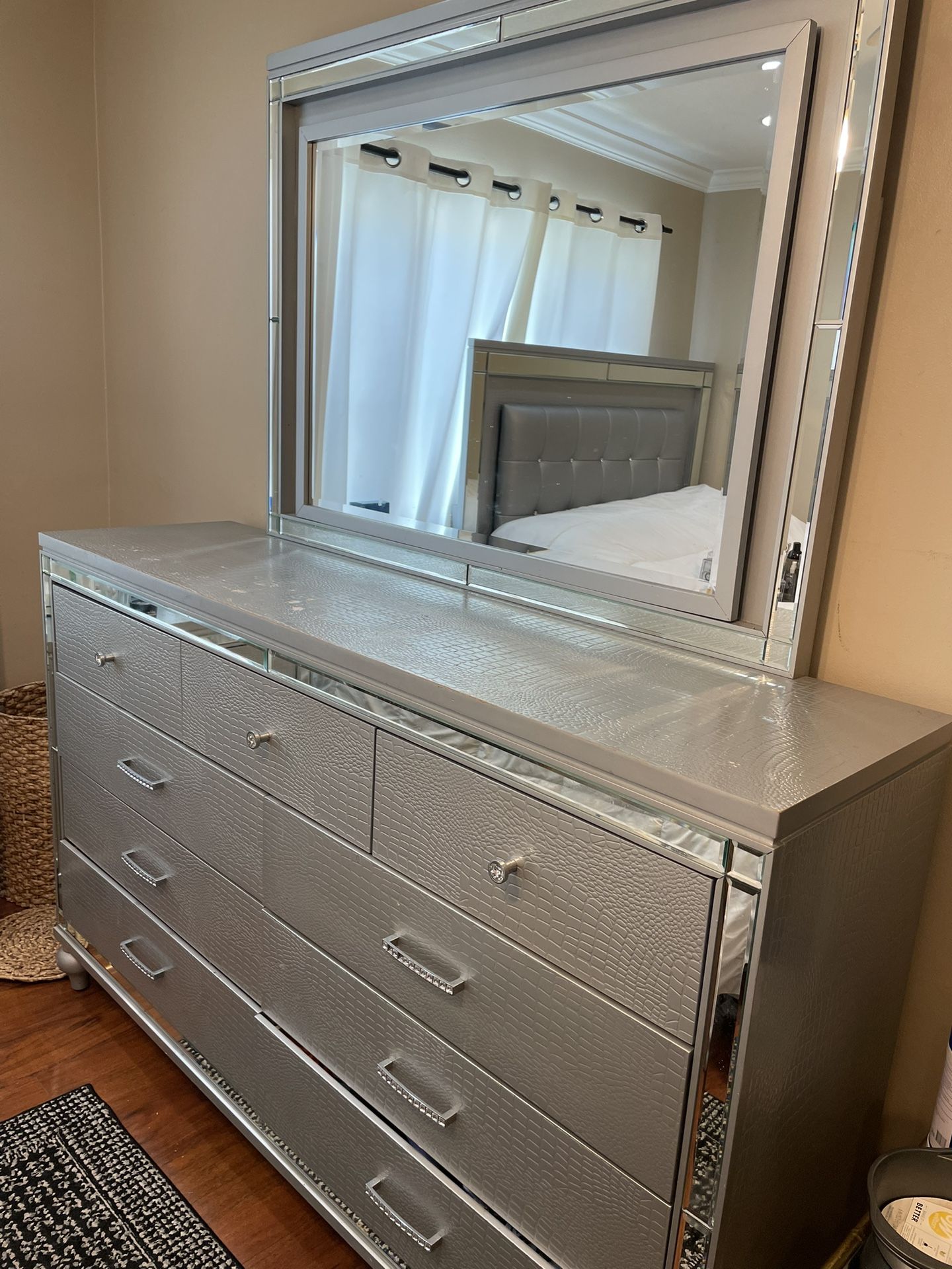 Bedroom Set-Dresser, Bed Frame, Nightstand