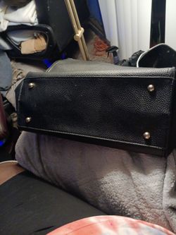 Black Pebbled Leather Structured Handbag