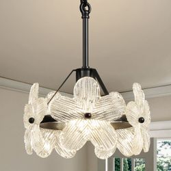 1 - Light Dimmable Single Pendant With 5 Glass Petal Shade