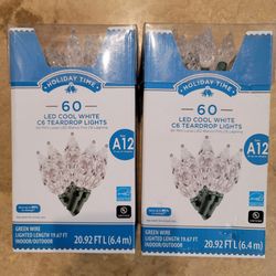 Holiday Time 60 LED Cool White C6 Teardrop Lights (2 Boxes)