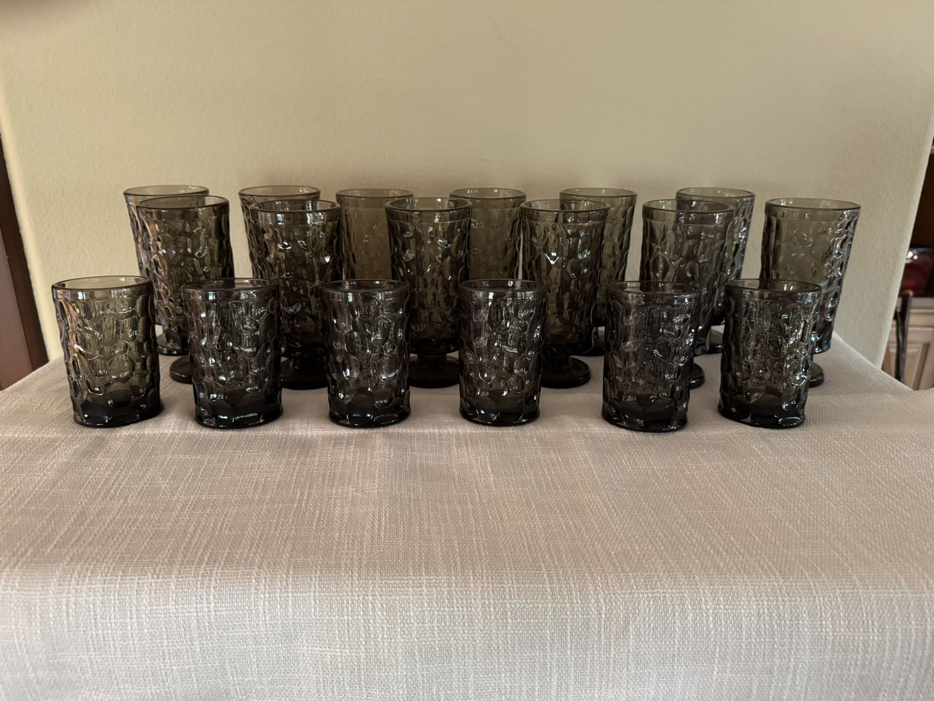 12 stemmed water glasses & 6 juice glasses