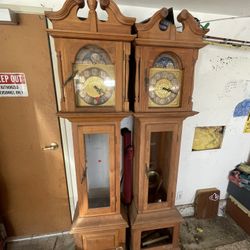 Grand Father Clocks Antique With Lunar Cycle 