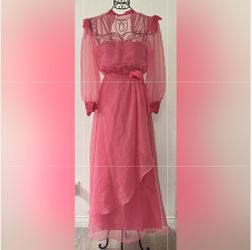Vintage Style Dress Pink Chiffon