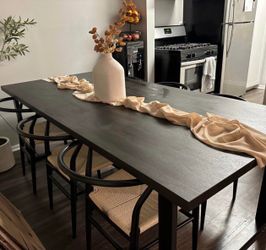 Solid wood dining table and 6 chairs