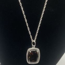 Sterling Silver & Smokey Quartz 18” Necklace