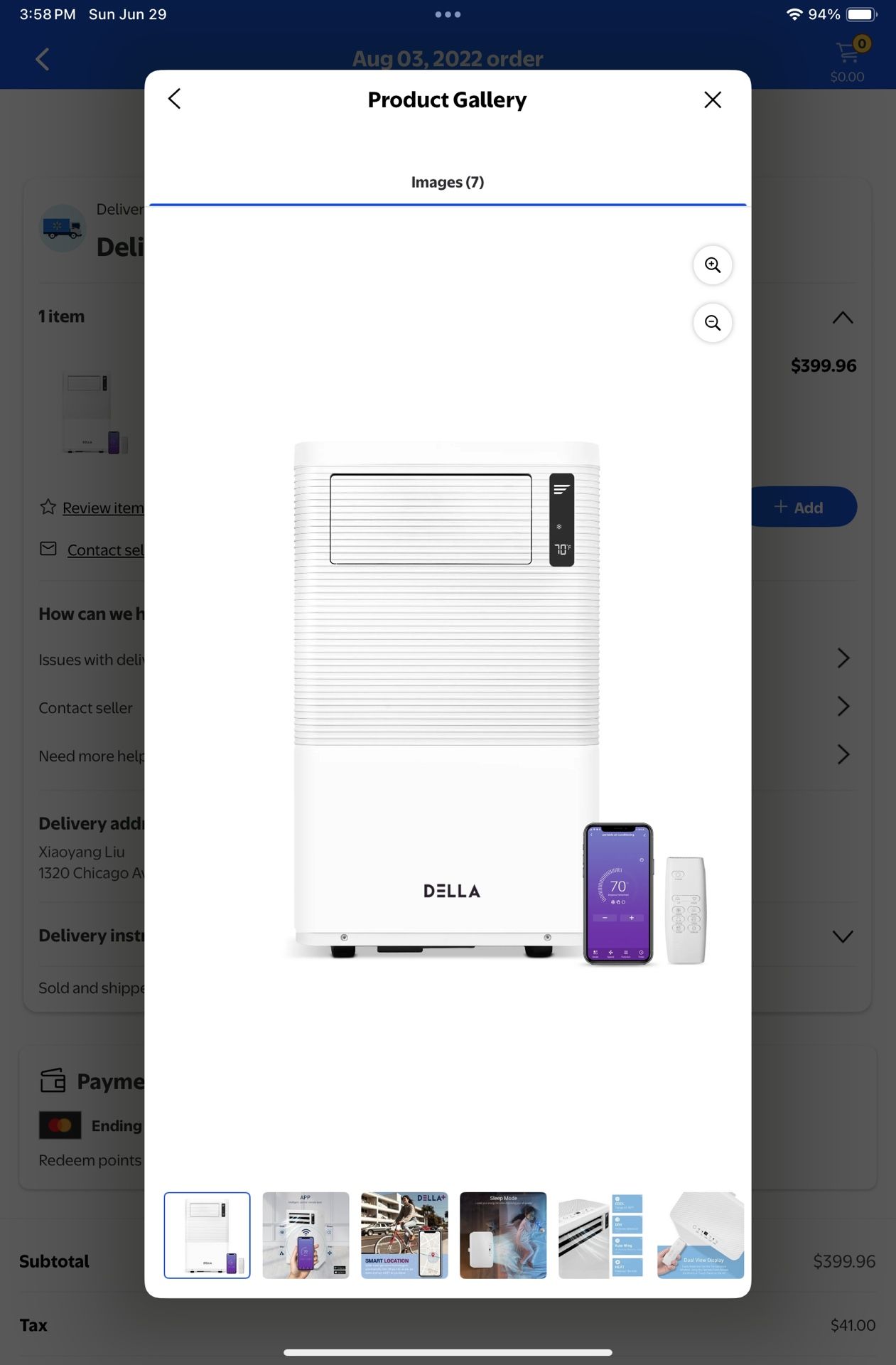 DELLA 12000 BTU Wifi Enabled Portable Air Conditioner & Heater