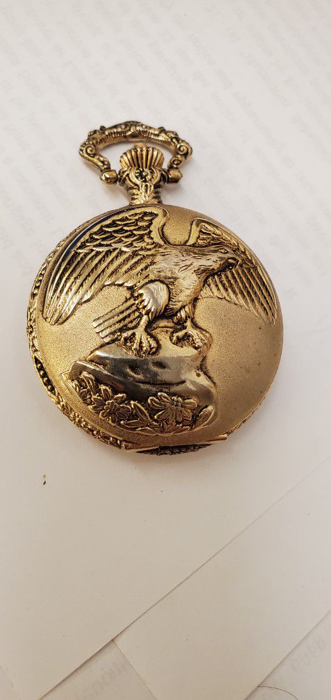Vintage Pocket Watch With American Eagle Cover