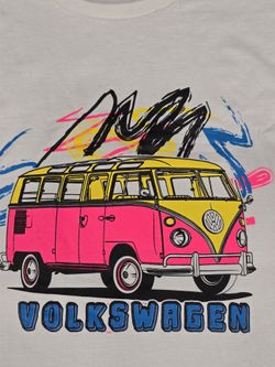 Microbus T-Shirt Large White Neon VW Bus Classic