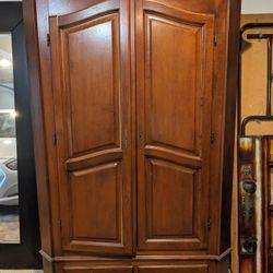 LARGE Antique Solid Wood Wardrobe Closet, Armoire