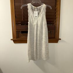 NWT $68 Anthropologie x Bordeaux Grey Lace Slip Knee Length V-Neck Dress S