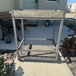 Industrial Bar Cart On Wheels H33x26xW 18