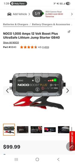 NOCO Boost Plus GB40 1000A UltraSafe Car Battery Jump Starter, 12V Jump Starter Battery Pack, Battery Booster-FIRM PRICE