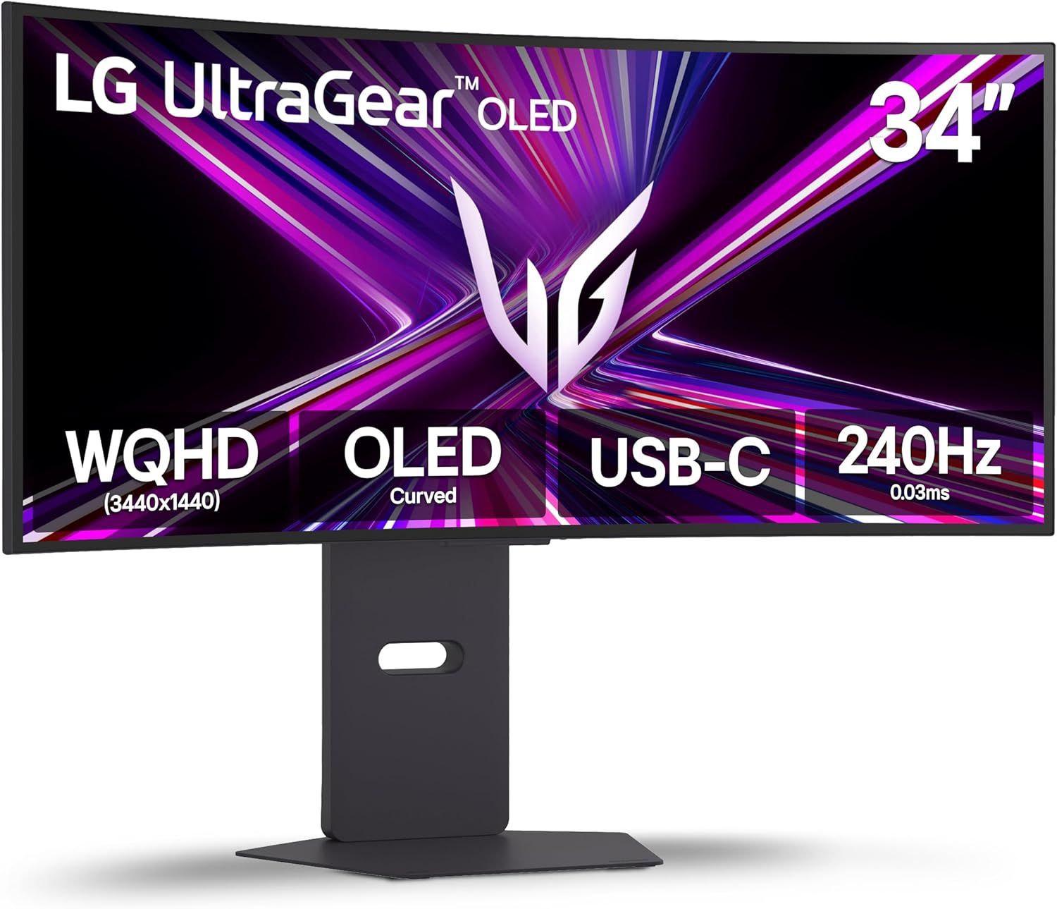 LG 34GX900A-B 34-Inch Ultragear WQHD (3440 x 1440) OLED Curved Gaming Monitor, 240Hz, 0.03ms, NVIDIA G-Sync, VESA DisplayHDR True Black 400, HDMI 2.1,