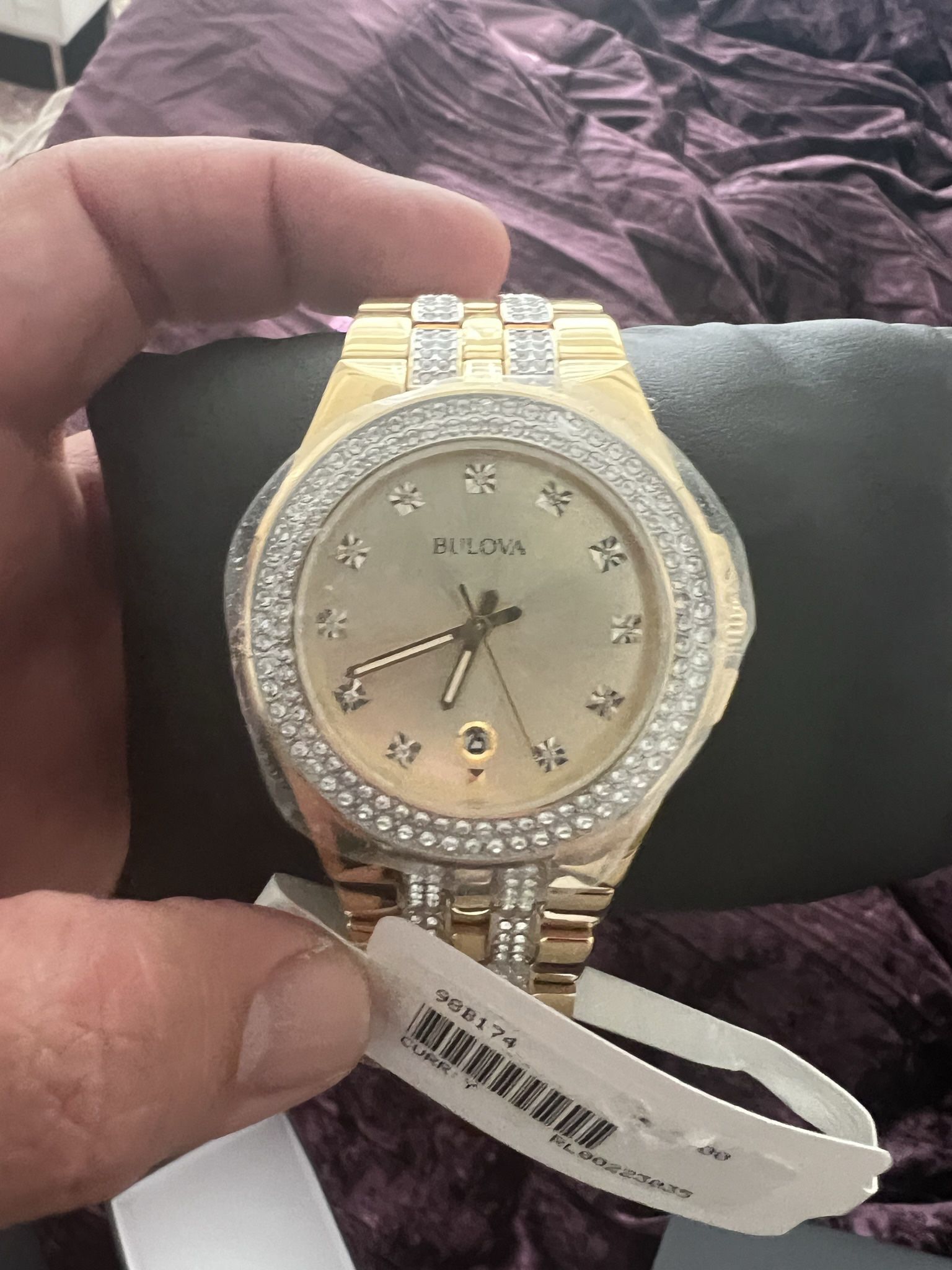 Bulova Men's Quartz Swarovski Crystal Accents Date Indicator 42mm Watch 98B174