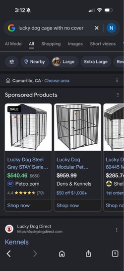 Large Heavy-Duty Black Wire Dog Kennel