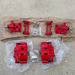 2017 Mustang V6 2 Piston STOCK Brake Calipers In Red, Front + Back