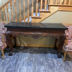 Authentic 19th Century Chippendale Style Marble Top table
